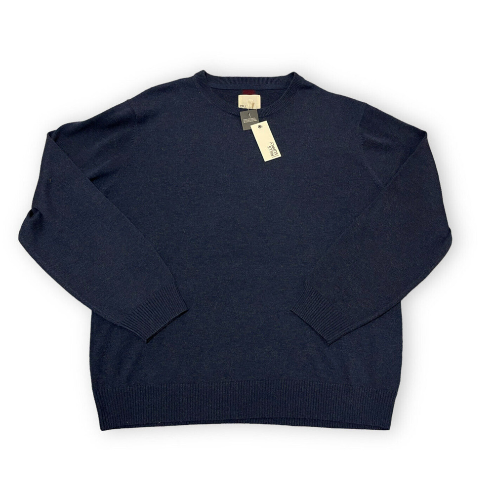 New Mills Supply Sweater Hudson Cashmere Blend Pullover Navy Men's Size XXL